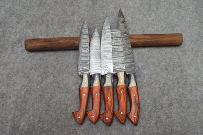 5 Pcs with Leather Roll, Handmade Professional Kitchen Knives