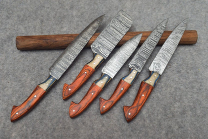 5 Pcs with Leather Roll, Handmade Professional Kitchen Knives