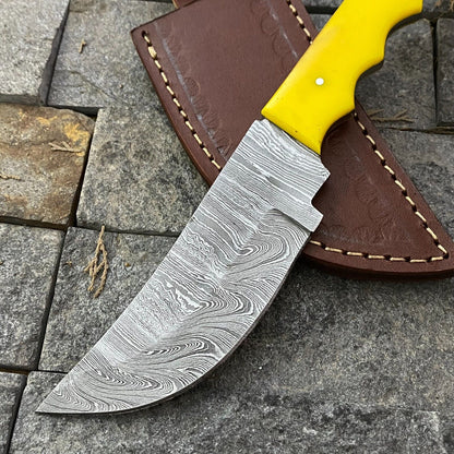 10" Twist Damascus Survival Skinner Knife Resin Handle Custom Handmade W/Sheath