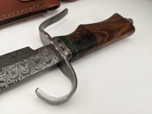 Heritage Forge 16 Inch Damascus Steel Bowie Knife Rosewood Handle with Leather Sheath
