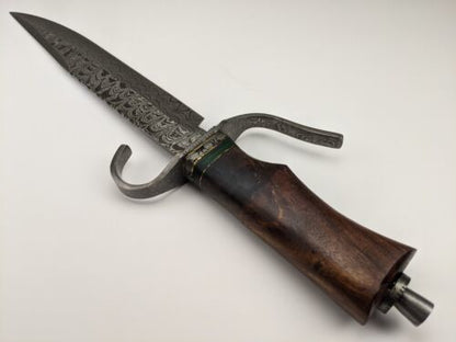 Heritage Forge 16 Inch Damascus Steel Bowie Knife Rosewood Handle with Leather Sheath
