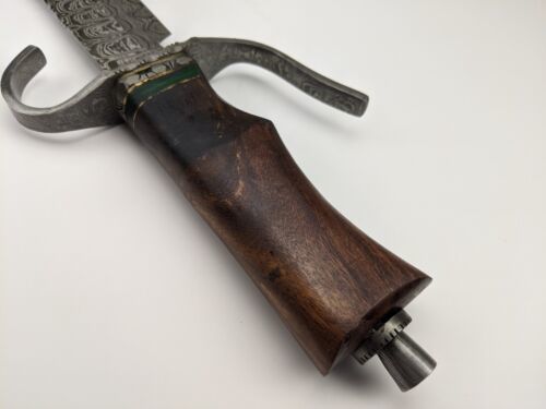 Heritage Forge 16 Inch Damascus Steel Bowie Knife Rosewood Handle with Leather Sheath