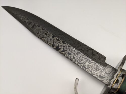 Heritage Forge 16 Inch Damascus Steel Bowie Knife Rosewood Handle with Leather Sheath
