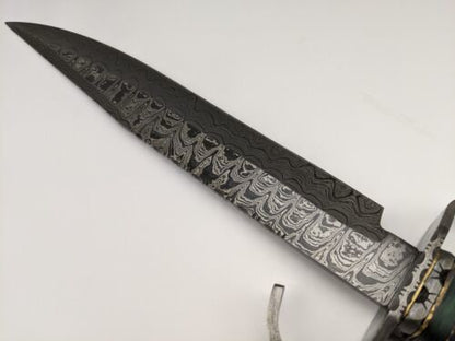 Heritage Forge 16 Inch Damascus Steel Bowie Knife Rosewood Handle with Leather Sheath
