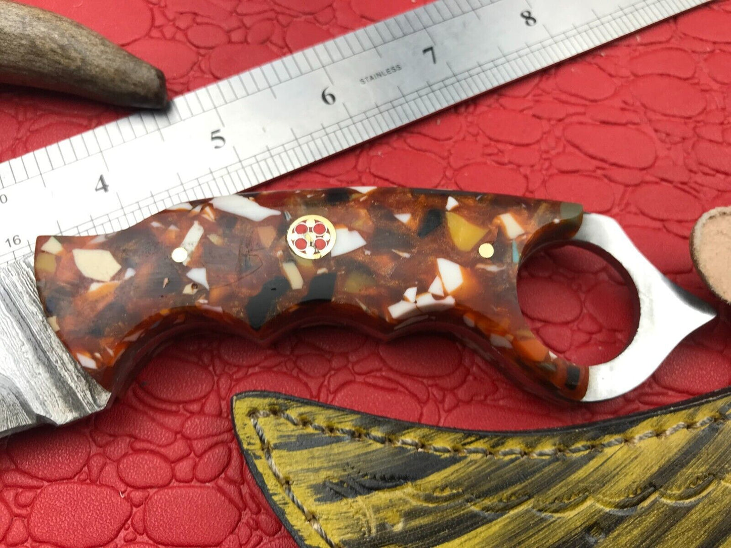 8" Hand Forged Damascus Karambit Knife Best Karambit Damascus Steel With Resin Handle