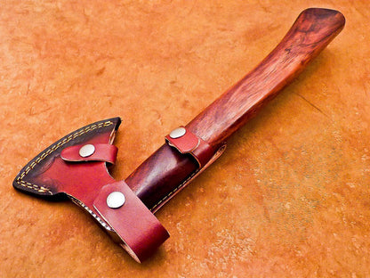 Custom Hand Forged Viking Bearded Steel Axe with Natural Wood Handle 13 Inch