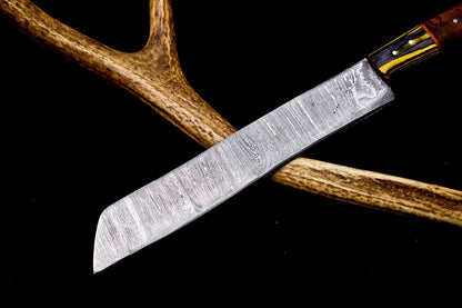 12" Handmade Damascus Steel Chef Knife – 8" Full Tang Blade with Natural Wood Handle