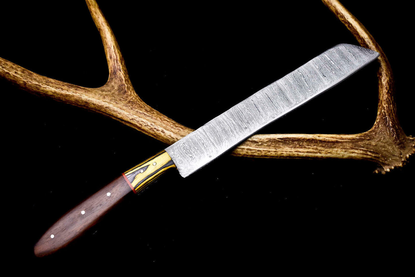 12" Handmade Damascus Steel Chef Knife – 8" Full Tang Blade with Natural Wood Handle