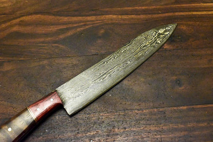 Handmade Damascus Steel Walnut Wood Hunting Chef Knife – 12.9" Full Tang Custom Forged