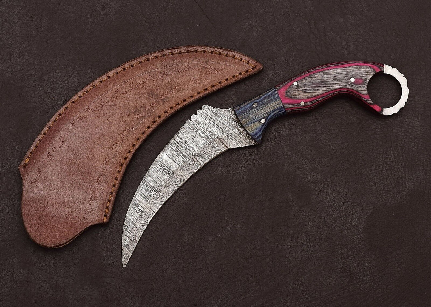 Best Handmade Damascus Karambit Damascus Steel Karambit Knife With Wood Handle