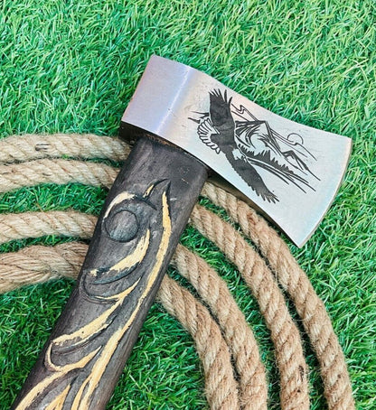 Handmade Forged Carbon Steel Viking Bearded Camping Hatchet Tomahawk Axe