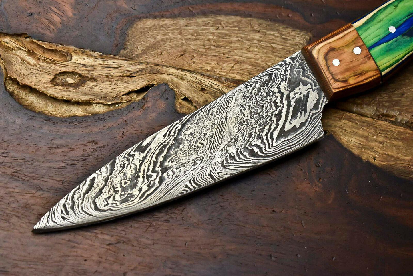 Hand Made Damascus Steel Blade Chef Kitchen Full Tang Knife