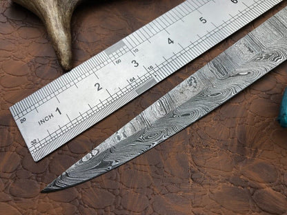 14" Premium Damascus Fillet Knife Hand Forged Damascus Steel Knife W/Sheath