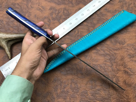 14" Premium Damascus Fillet Knife Hand Forged Damascus Steel Knife W/Sheath