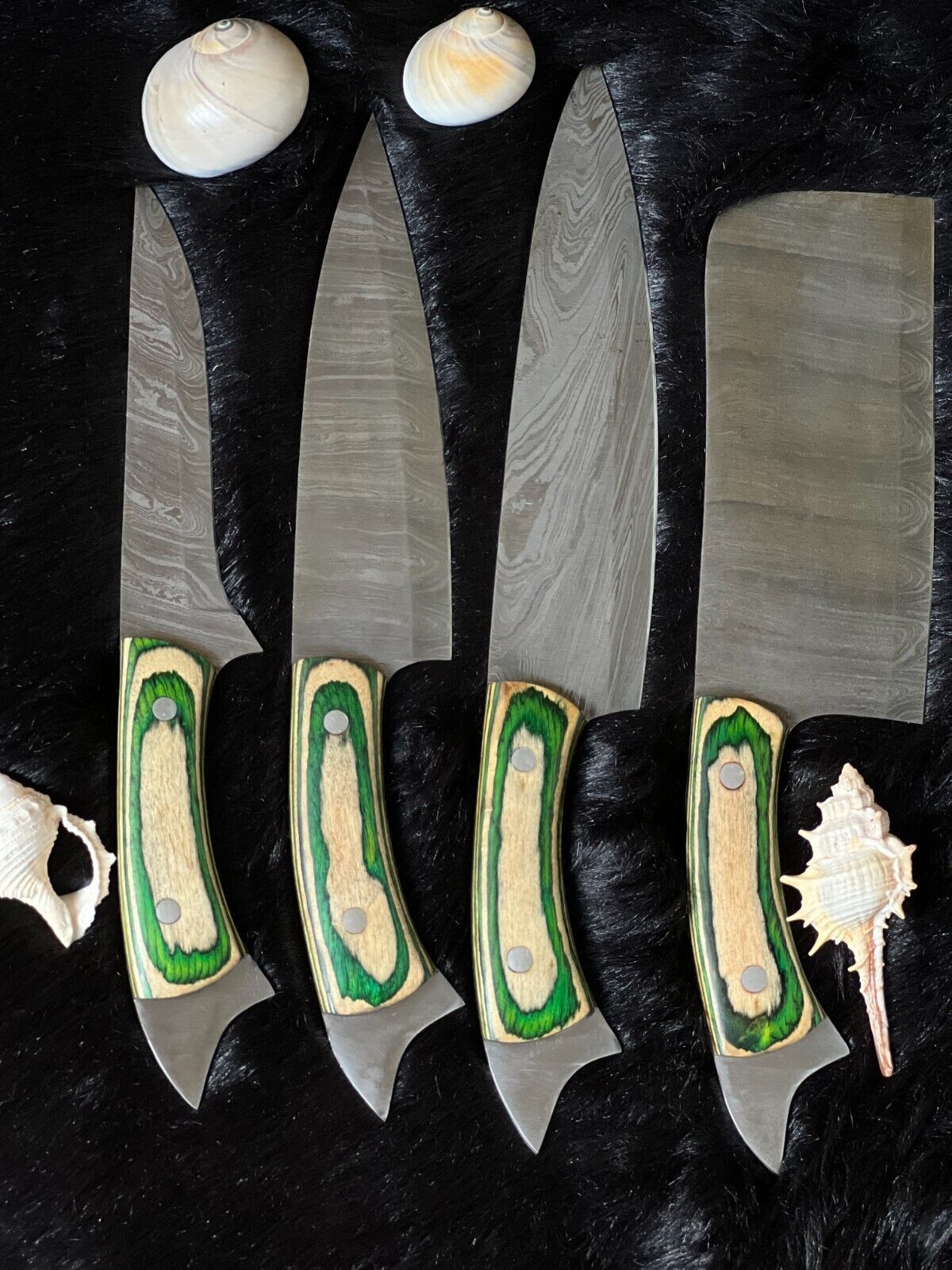 Custom Handmade Damascus Steel Professional Chef Knife Set | Camel Bone & Wood Handle