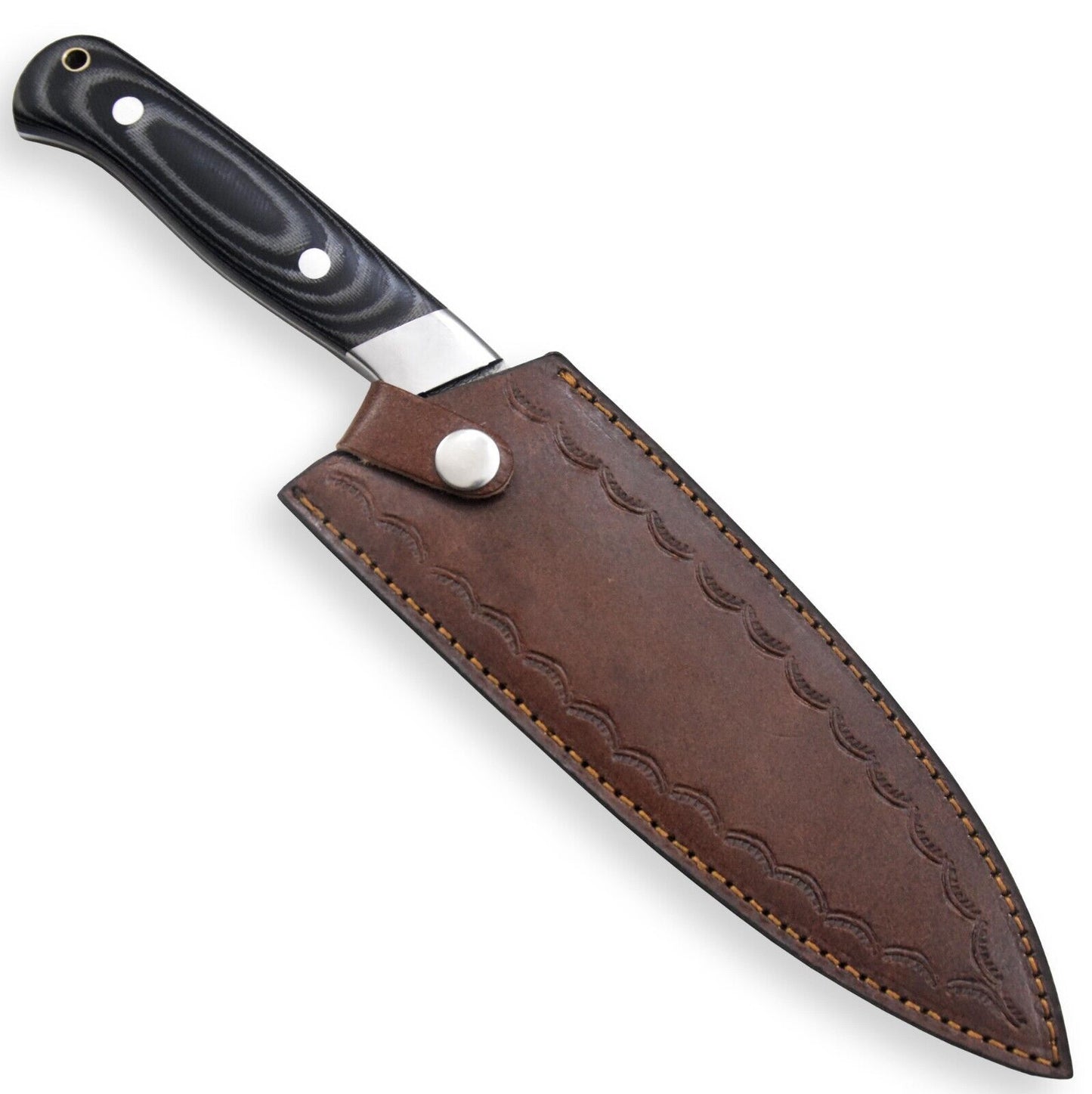 Custom 12.8" Handmade Damascus Steel Chef Knife – G-10 Micarta Handle