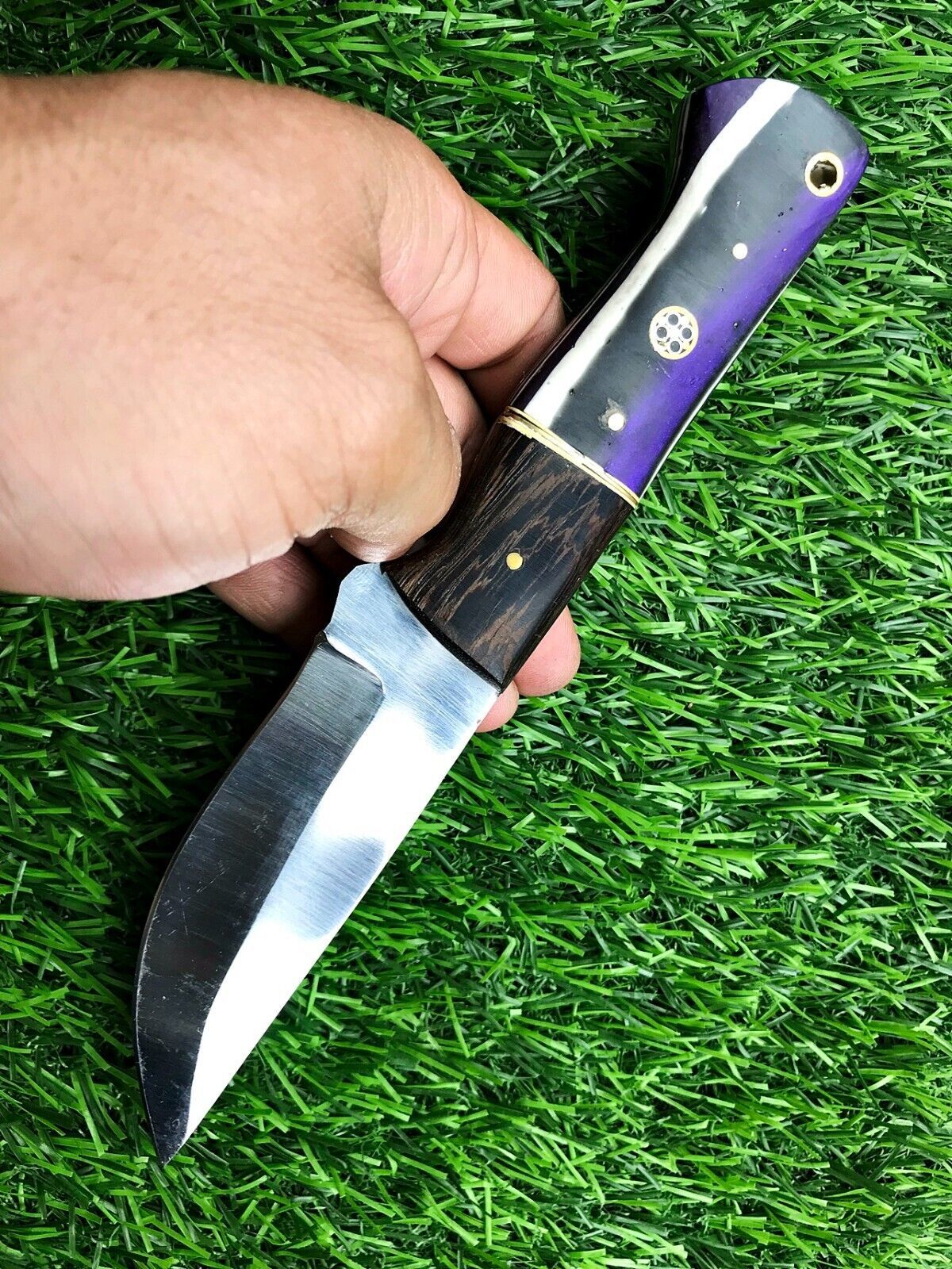 9" Handmade Stainless Steel Bowie Knife – Survival Hunting Blade with Leather Sheath