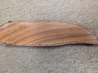 Heritage Forge Delta Style Large Bowie Knife with Antler Look Handle and Damascus Pattern Blade 9 Inch with Sheath