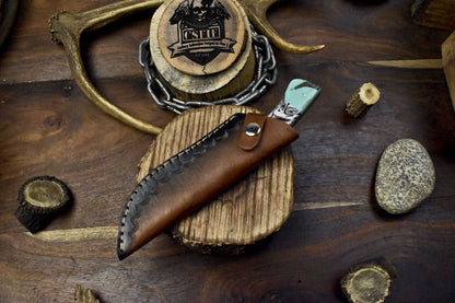 Custom Twist Damascus Skinner Knife Corain Handle Micarta Bolster Fixed Blade Hunter