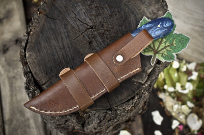 Hand Forged Twist Damascus Skinner Knife with Corian Handle EDC Veterans Gift