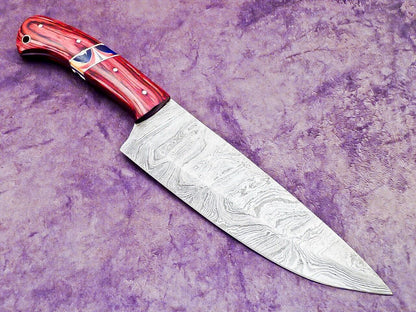 13.0" Handmade Damascus Steel Professional Chef Knife with Hardwood & Resin Handle