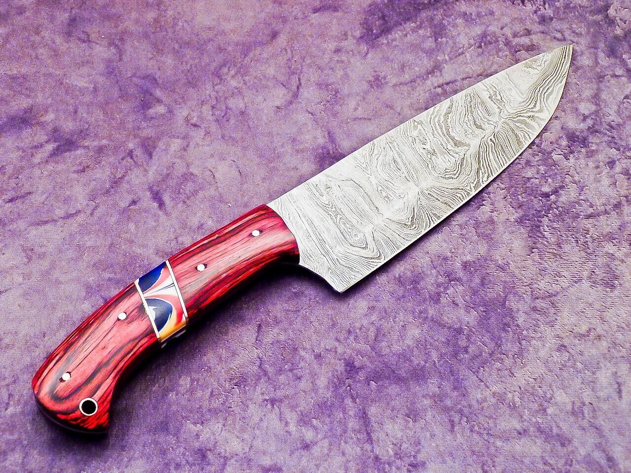 13.0" Handmade Damascus Steel Professional Chef Knife with Hardwood & Resin Handle