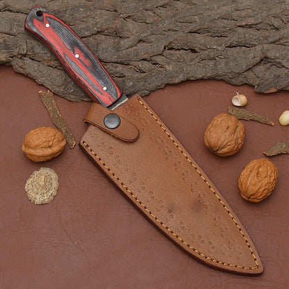 Custom Handmade Damascus Steel Chef Fillet Knife With Pakka Wood Handle