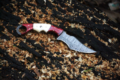 Handmade 9" Damascus Karambit Knife Best Karambit Knife With Camel Bone and Wood Handle