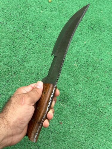 12" Custom Handmade Damascus Tracker Knife – Full Tang Hunting & Survival Blade with Fire Pattern Design