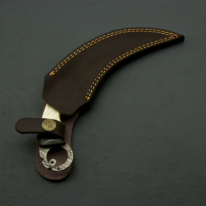 9.5" Handmade Damascus Steel Karambit Knife Best Karambit Knife with Buffalo Bone Handle