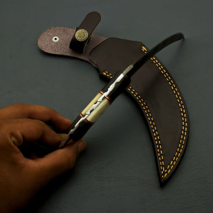 9.5" Handmade Damascus Steel Karambit Knife Best Karambit Knife with Buffalo Bone Handle