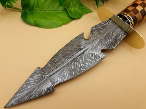 The Shadow Hunter: 12" Double-Edge Forged Damascus Dagger with Burlwood Grip