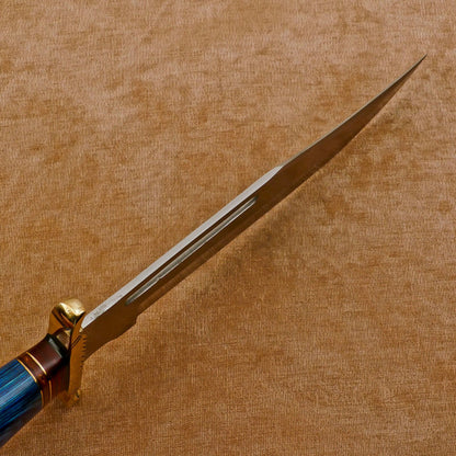 Handmade 12-Inch D2 Clip Point Fixed Blade Hunting Bowie Knife with Sheath