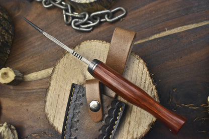 Custom Forged Hunting Skinner Knife Ladder Damascus Hard Wood Outdoor
