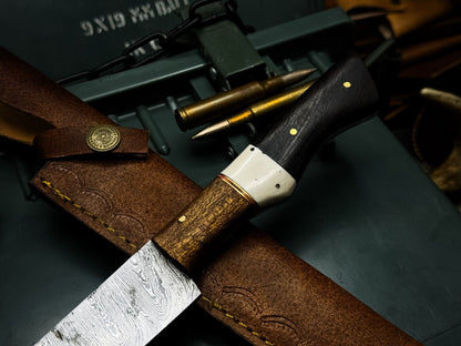 Custom Damascus Steel Kitchen Fillet Knife – Full Tang Wood Handle