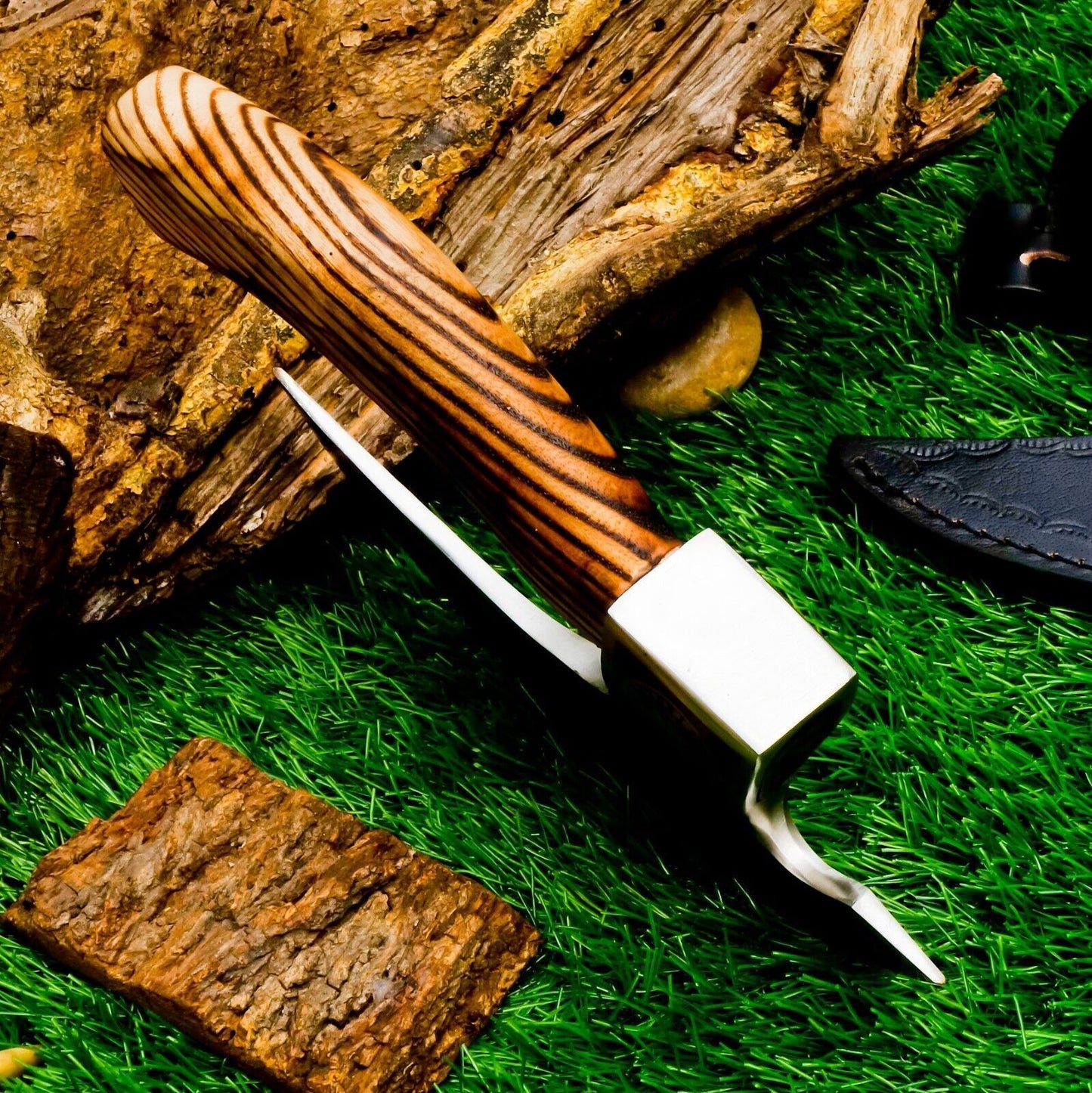 Hand Forged Carbon Steel Viking Bearded Cutter Axe with Ashwood Handle and Leather Sheath – Camping & Outdoor Tool