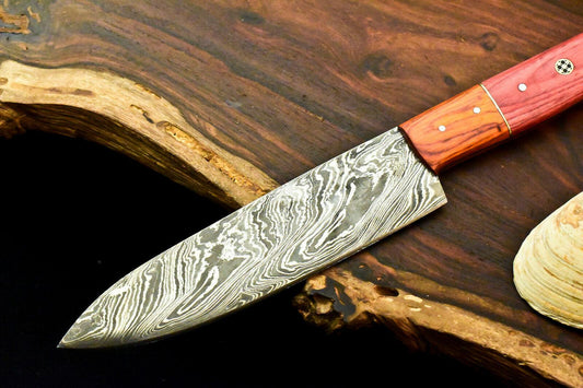 Custom Handmade Damascus Chef Hunting Knife | Full Tang