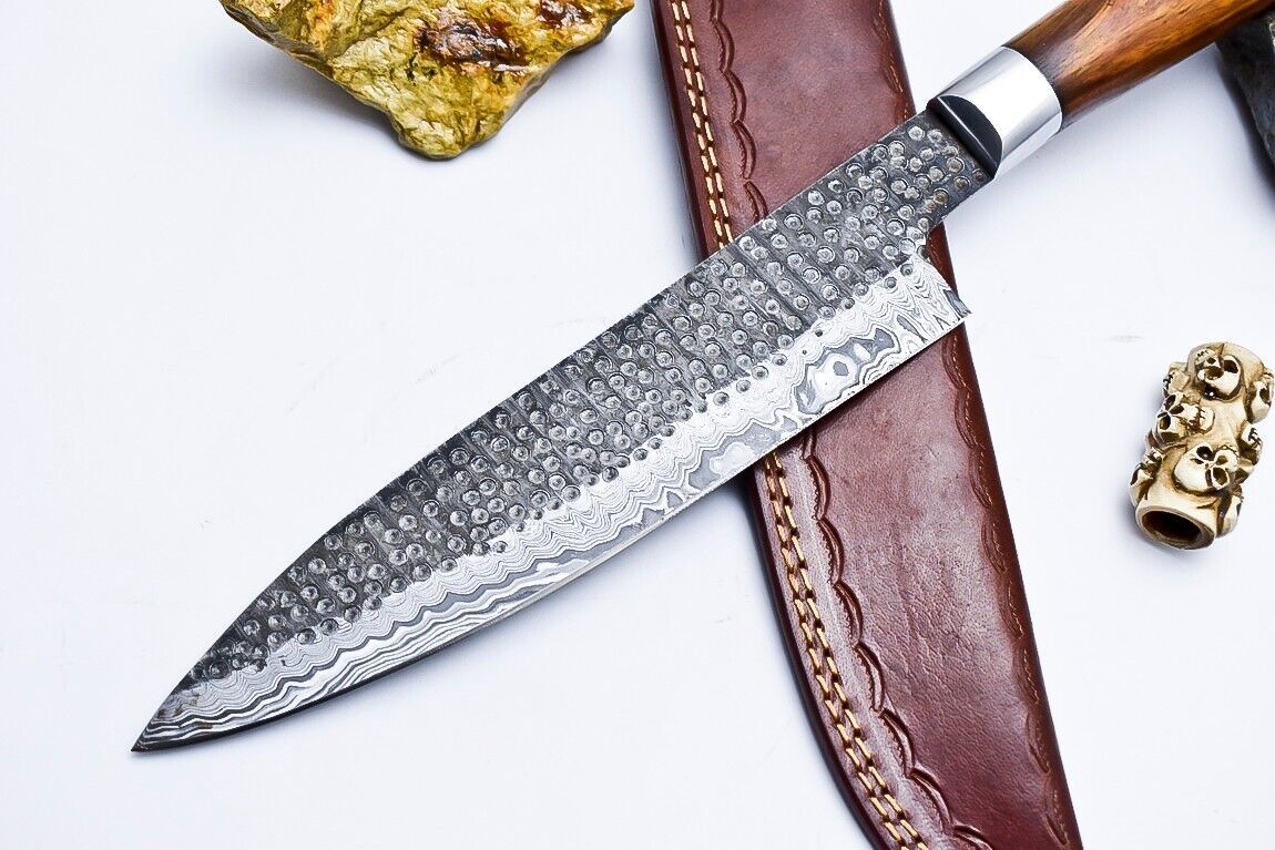 CUSTOM HANDMADE DAMASCUS HUNTING CHEF KNIFE WALNUT WOOD HANDLE