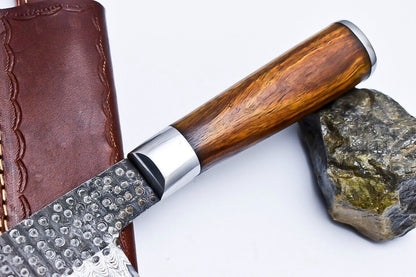 CUSTOM HANDMADE DAMASCUS HUNTING CHEF KNIFE WALNUT WOOD HANDLE