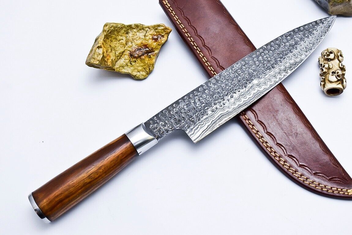 CUSTOM HANDMADE DAMASCUS HUNTING CHEF KNIFE WALNUT WOOD HANDLE