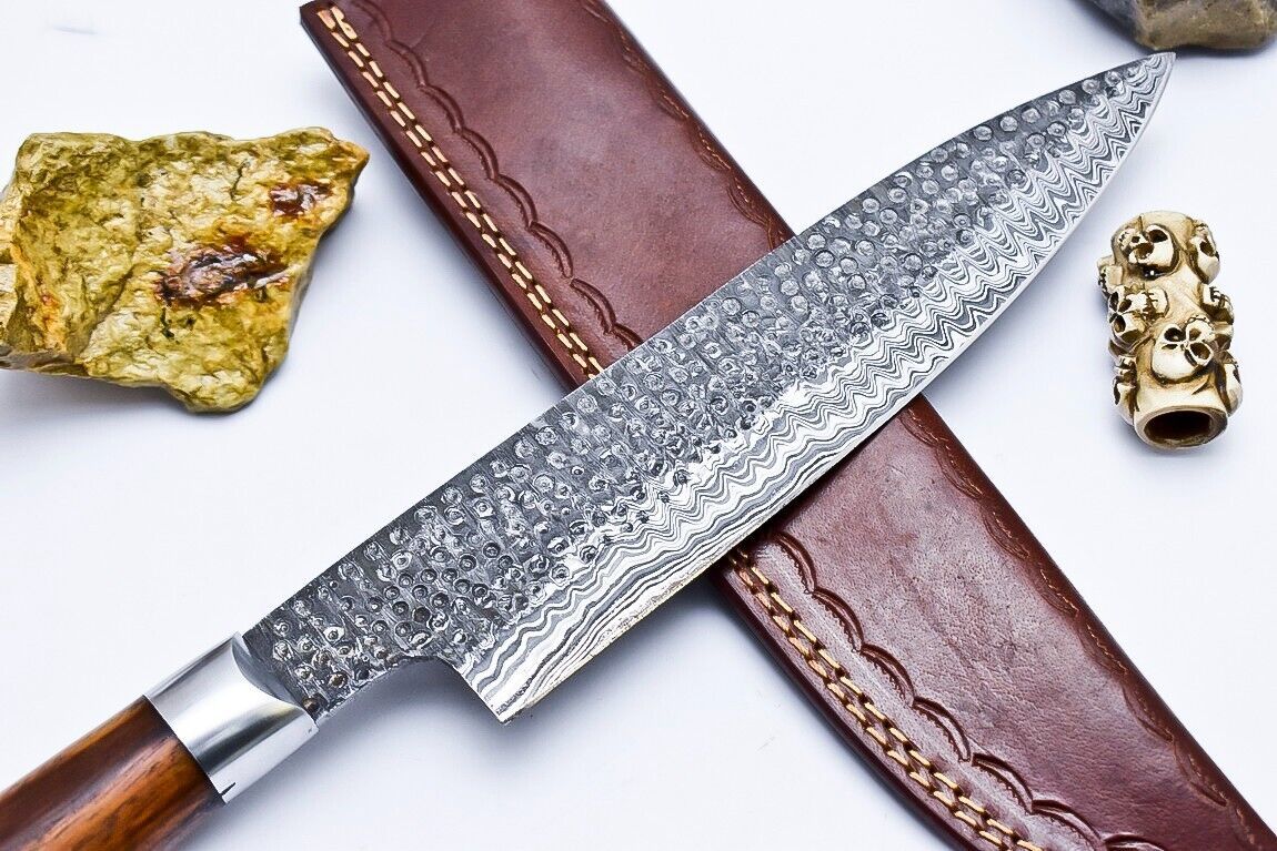 CUSTOM HANDMADE DAMASCUS HUNTING CHEF KNIFE WALNUT WOOD HANDLE
