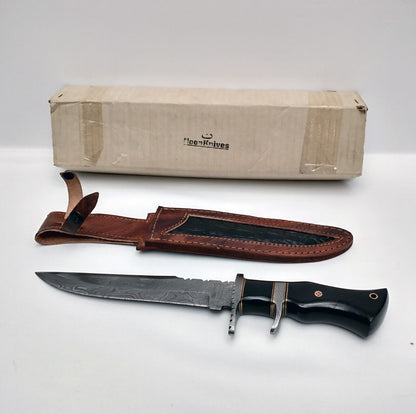 Heritage Forge Handmade Damascus Steel Bowie Knife with Rosewood Handle and Leather Sheath