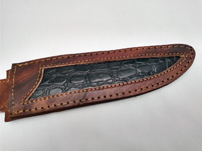 Heritage Forge Handmade Damascus Steel Bowie Knife with Rosewood Handle and Leather Sheath