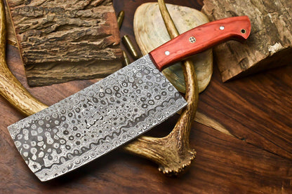 Handmade Damascus Steel Chef Chopper Knife – Custom Forged Kitchen Knife