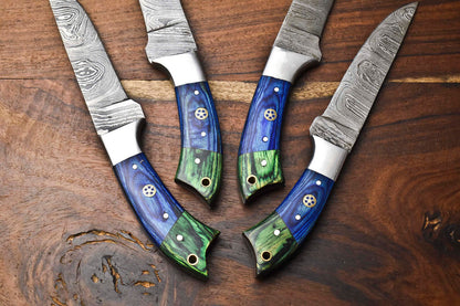 Lot Of 4 Handmade Damascus Steel Blade Chef Set Knife