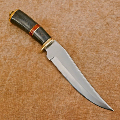 Handmade 12-Inch D2 Clip Point Fixed Blade Bowie Hunting Knife with Sheath