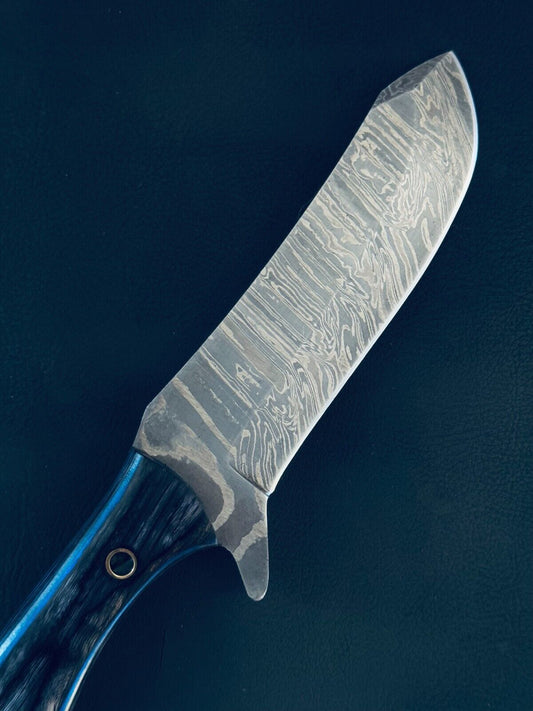 Cowboy Best Damascus Steel Bull Cutter Knife Custom Bull Cutter Knife With Wood Handle