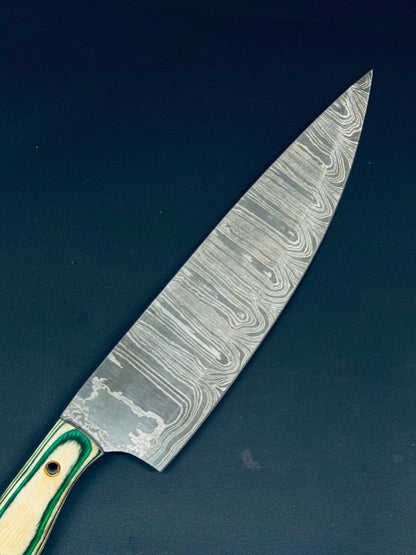 13" Handmade Firestorm Damascus Steel Professional Chef Knife for Kitchen