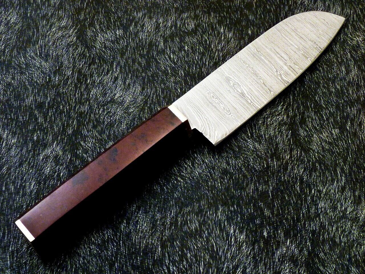 11" Custom Hand Forged Damascus Steel Chef Knife | Resin Handle & Brass Bolster
