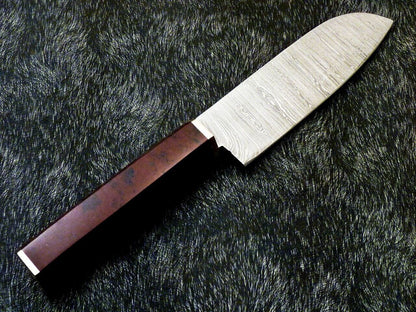 11" Custom Hand Forged Damascus Steel Chef Knife | Resin Handle & Brass Bolster